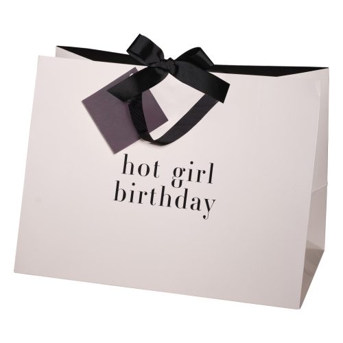 elegáns ajándéktasak 'hot girl birthday' felirattal