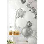 ezüst csillag fólia lufi, 12 cm