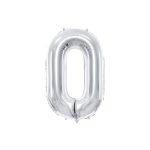 0-s óriás fólia lufi, ezüst, 86 cm