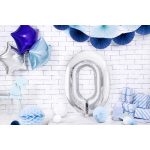 0-s óriás fólia lufi, ezüst, 86 cm