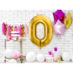 0-s óriás fólia lufi, arany, 86 cm