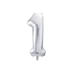 1-es óriás fólia lufi, ezüst, 86 cm