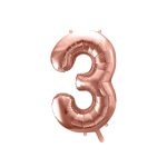 3-as óriás fólia lufi, rosegold, 86 cm