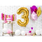 3-as óriás fólia lufi, arany, 86 cm