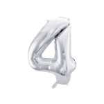 4-es óriás fólia lufi, ezüst, 86 cm