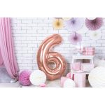 6-os óriás fólia lufi, rosegold, 86 cm