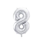 8-as óriás fólia lufi, ezüst, 86 cm