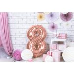 8-as óriás fólia lufi, rosegold, 86 cm