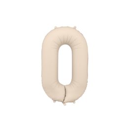  0-s óriás fólia lufi, bézs, 86 cm