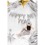 Happy new year óriás lufi felirat, ezüst