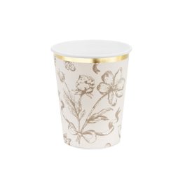virágos bézs papír pohár