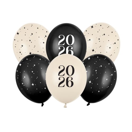 Szilveszteri latex lufi szett, 6 db