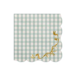 zöld kockás szalvéta arany masnival