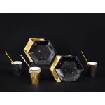 Fekete arany csillagos parti papír tányér