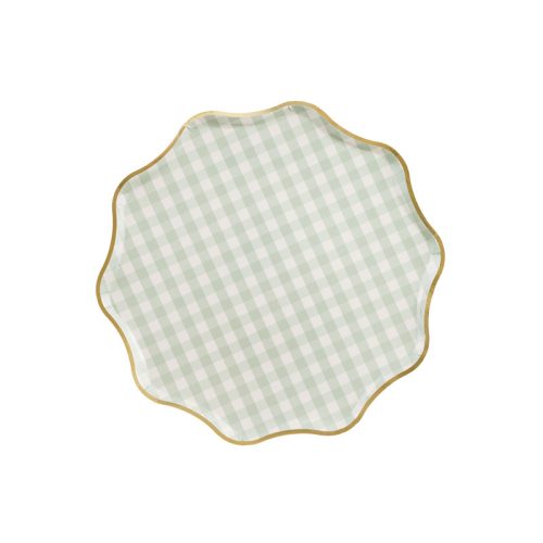 Zöld kockás papír tányér